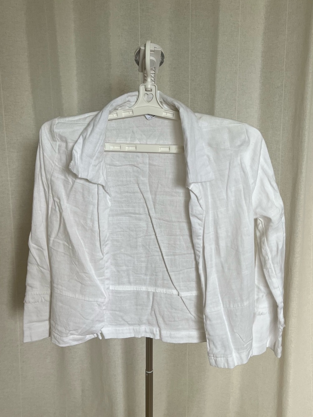 Lightweight White Open Linen Jacket